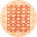 Round Machine Washable Oriental Orange Traditional Area Rugs, wshabs3339org