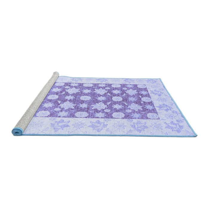 Sideview of Machine Washable Oriental Blue Traditional Rug, wshabs3339blu