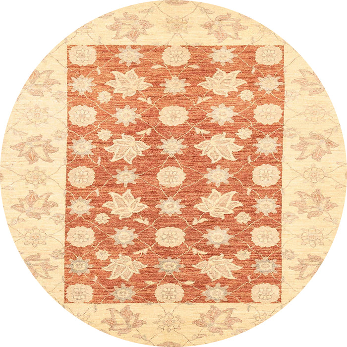 Round Machine Washable Abstract Sun Yellow Rug, wshabs3339