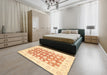 Abstract Sun Yellow Oriental Rug in a Bedroom, abs3339