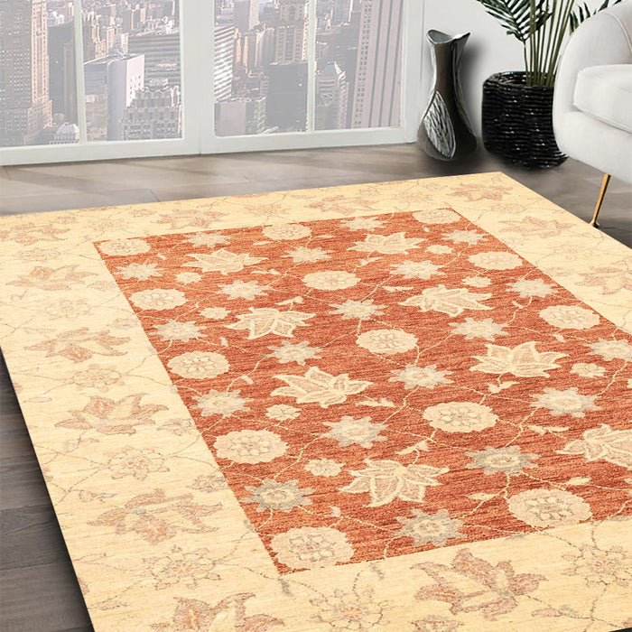 Abstract Sun Yellow Oriental Rug in Family Room, abs3339
