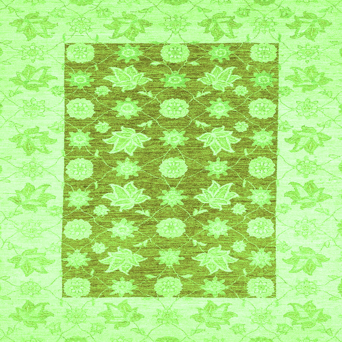 Square Oriental Green Traditional Rug, abs3339grn