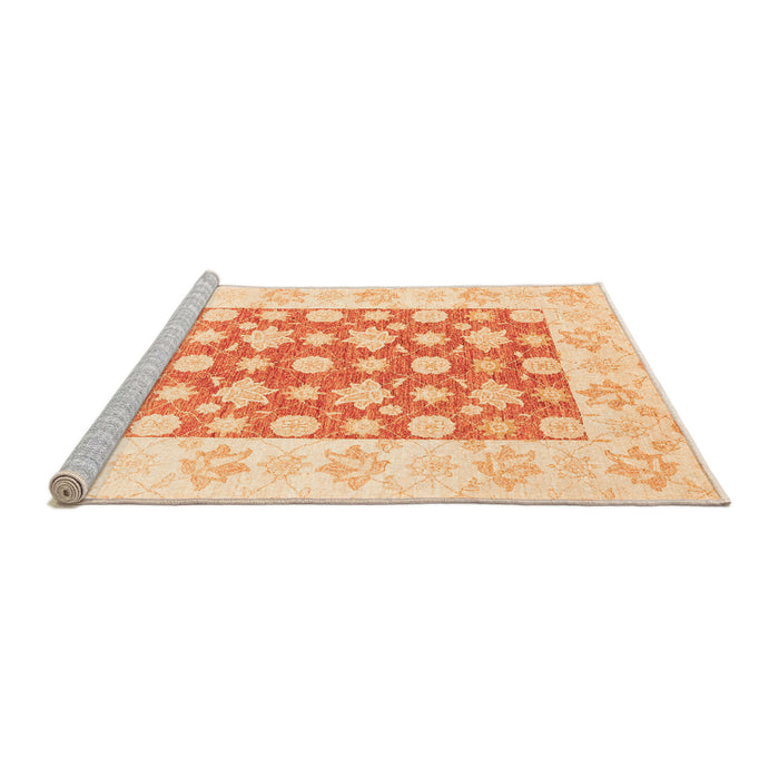 Sideview of Machine Washable Oriental Orange Traditional Area Rugs, wshabs3339org