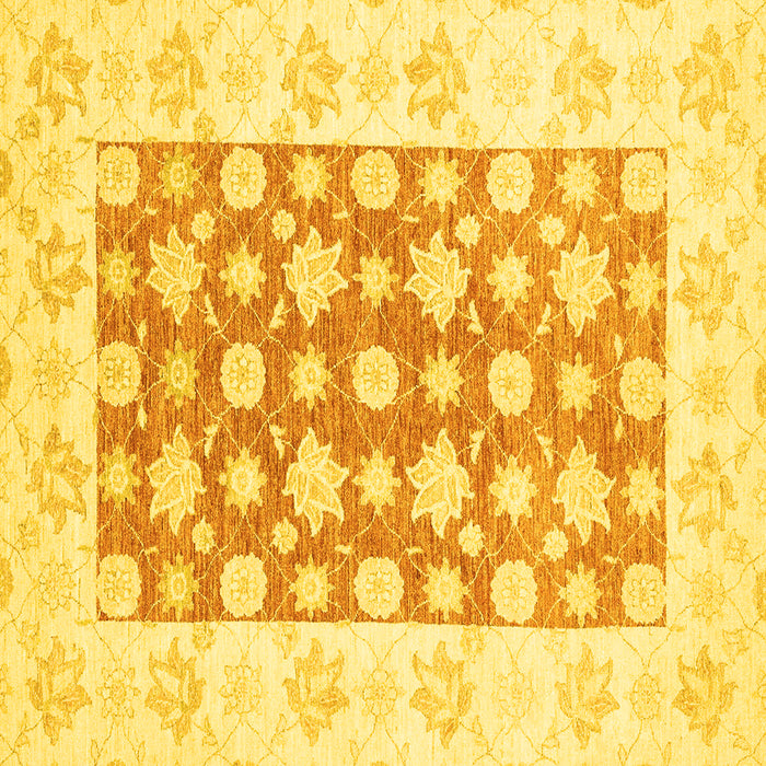 Square Machine Washable Oriental Yellow Traditional Rug, wshabs3339yw