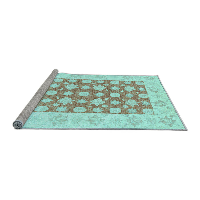 Sideview of Machine Washable Oriental Light Blue Traditional Rug, wshabs3339lblu