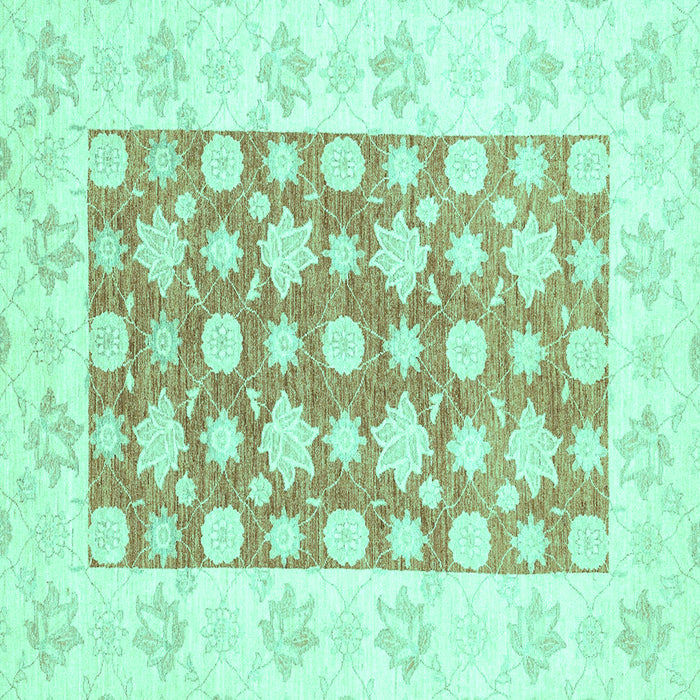 Square Machine Washable Oriental Turquoise Traditional Area Rugs, wshabs3339turq