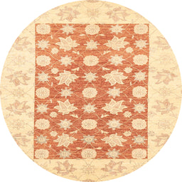 Round Abstract Sun Yellow Oriental Rug, abs3339