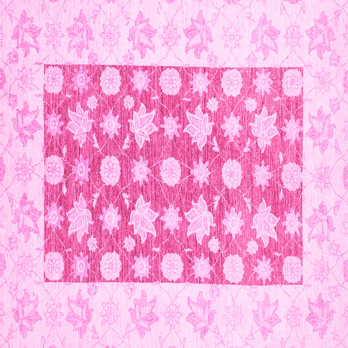 Square Machine Washable Oriental Pink Traditional Rug, wshabs3339pnk