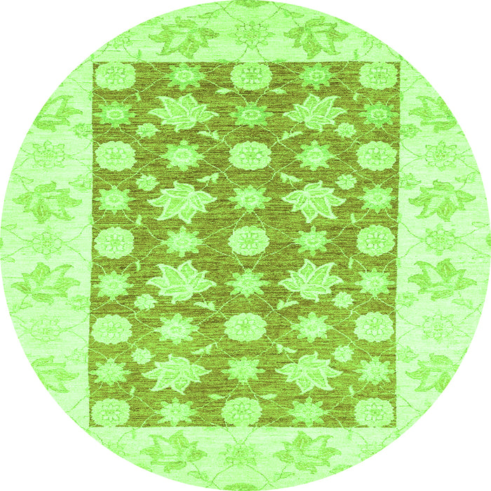 Round Oriental Green Traditional Rug, abs3339grn