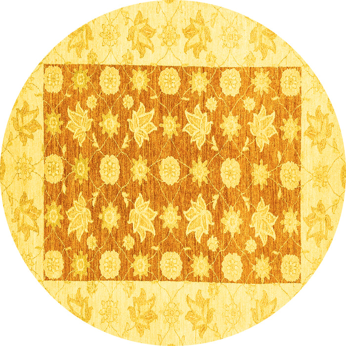 Round Oriental Yellow Traditional Rug, abs3339yw