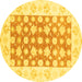 Round Oriental Yellow Traditional Rug, abs3339yw