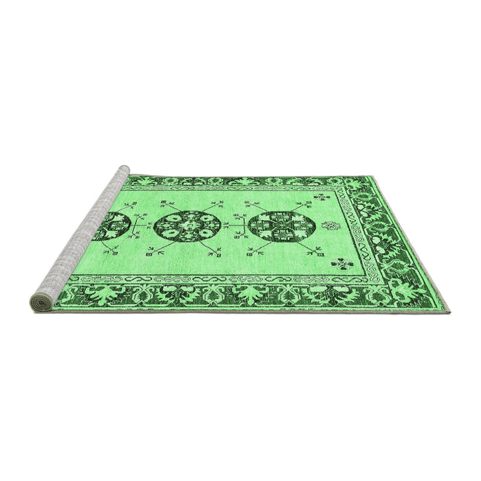 Sideview of Machine Washable Abstract Emerald Green Modern Area Rugs, wshabs333emgrn