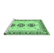 Sideview of Machine Washable Abstract Emerald Green Modern Area Rugs, wshabs333emgrn