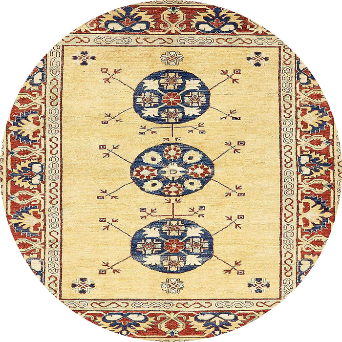 Round Machine Washable Abstract Mustard Yellow Rug, wshabs333