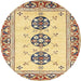 Round Machine Washable Abstract Mustard Yellow Rug, wshabs333