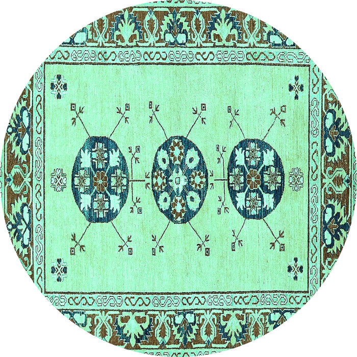 Round Abstract Turquoise Modern Rug, abs333turq