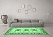 Machine Washable Abstract Emerald Green Modern Area Rugs in a Living Room,, wshabs333emgrn