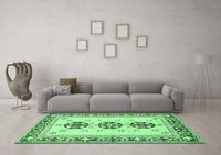 Machine Washable Abstract Emerald Green Modern Rug, wshabs333emgrn