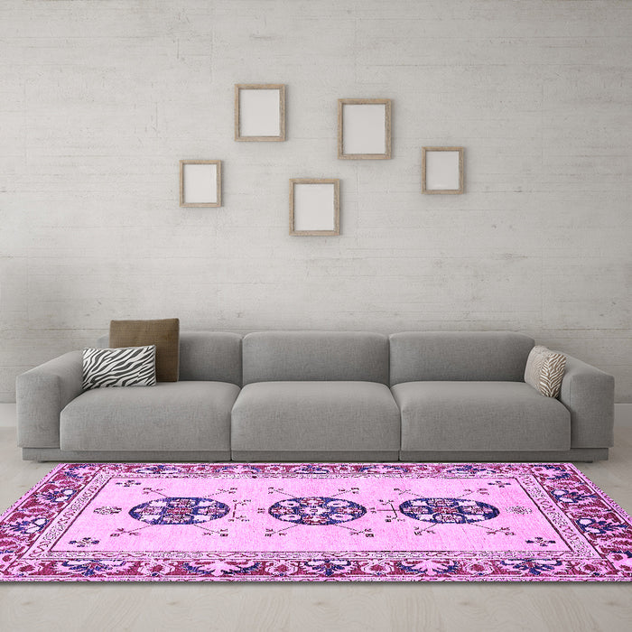 Machine Washable Abstract Purple Modern Area Rugs in a Living Room, wshabs333pur