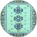 Round Abstract Light Blue Modern Rug, abs333lblu