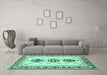 Machine Washable Abstract Turquoise Modern Area Rugs in a Living Room,, wshabs333turq