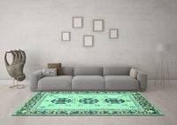 Machine Washable Abstract Turquoise Modern Rug, wshabs333turq