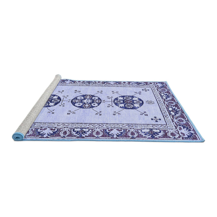 Sideview of Machine Washable Abstract Blue Modern Rug, wshabs333blu