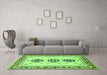 Machine Washable Abstract Green Modern Area Rugs in a Living Room,, wshabs333grn