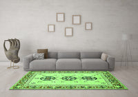 Machine Washable Abstract Green Modern Rug, wshabs333grn