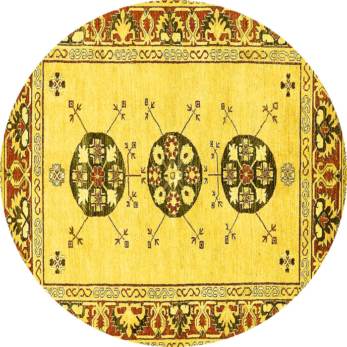 Round Machine Washable Abstract Yellow Modern Rug, wshabs333yw