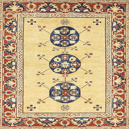 Square Machine Washable Abstract Mustard Yellow Rug, wshabs333