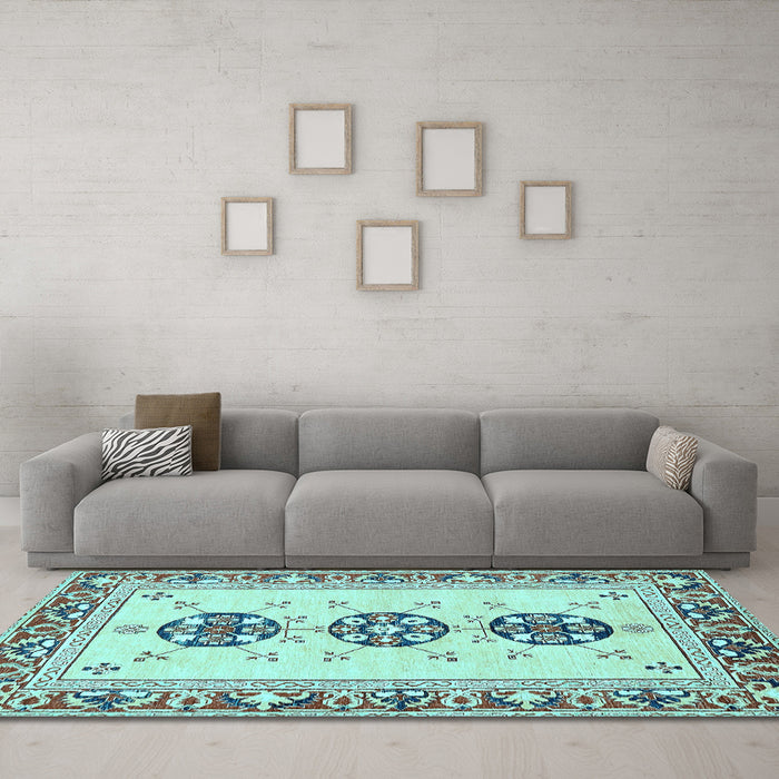 Machine Washable Abstract Light Blue Modern Rug in a Living Room, wshabs333lblu