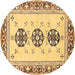 Round Abstract Brown Modern Rug, abs333brn