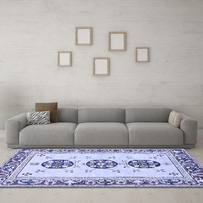 Machine Washable Abstract Blue Modern Rug in a Living Room, wshabs333blu