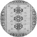 Round Machine Washable Abstract Gray Modern Rug, wshabs333gry