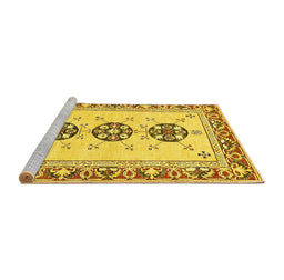 Sideview of Machine Washable Abstract Yellow Modern Rug, wshabs333yw