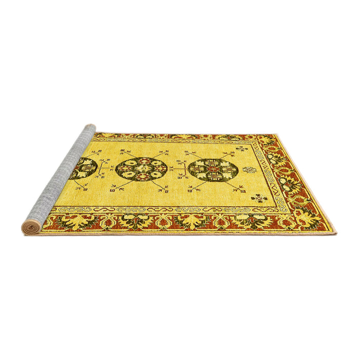 Sideview of Machine Washable Abstract Yellow Modern Rug, wshabs333yw