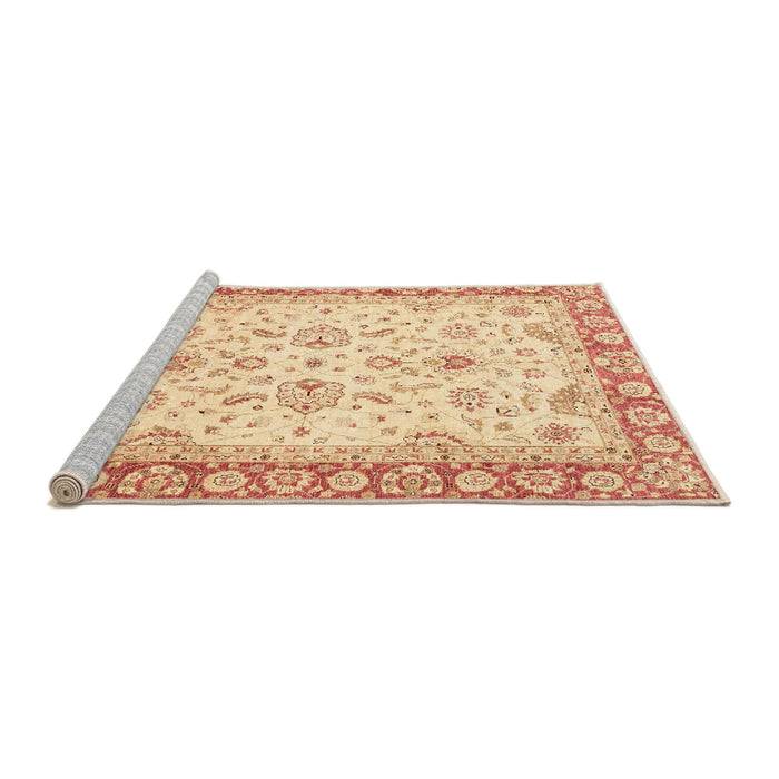 Sideview of Machine Washable Abstract Brown Gold Rug, wshabs3340