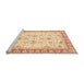 Sideview of Machine Washable Abstract Brown Gold Rug, wshabs3340