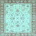 Square Machine Washable Oriental Light Blue Traditional Rug, wshabs3340lblu