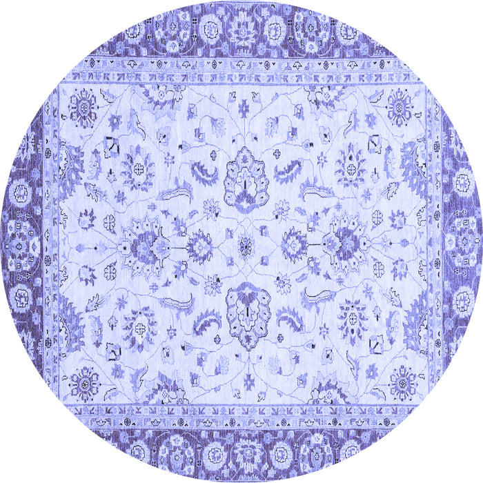 Round Machine Washable Oriental Blue Traditional Rug, wshabs3340blu