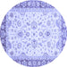 Round Machine Washable Oriental Blue Traditional Rug, wshabs3340blu