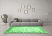Machine Washable Oriental Emerald Green Traditional Area Rugs in a Living Room,, wshabs3340emgrn