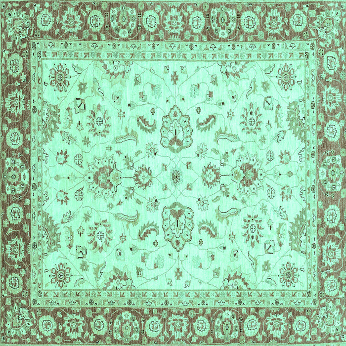 Square Machine Washable Oriental Turquoise Traditional Area Rugs, wshabs3340turq