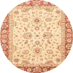 Round Abstract Brown Gold Oriental Rug, abs3340