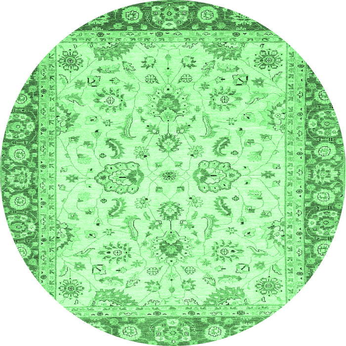 Round Oriental Emerald Green Traditional Rug, abs3340emgrn