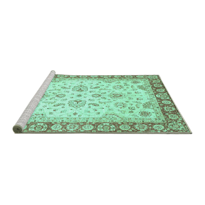 Sideview of Machine Washable Oriental Turquoise Traditional Area Rugs, wshabs3340turq