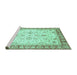 Sideview of Machine Washable Oriental Turquoise Traditional Area Rugs, wshabs3340turq