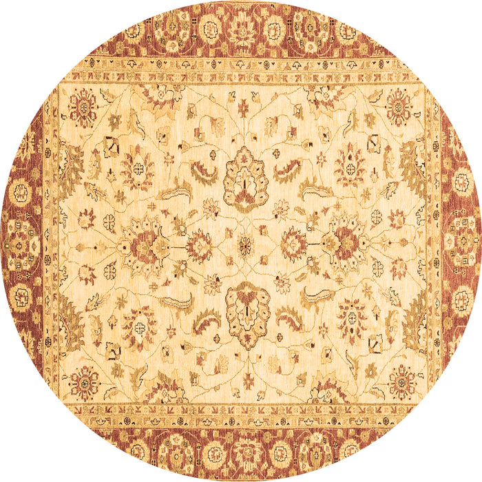 Round Oriental Brown Traditional Rug, abs3340brn