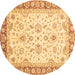 Round Oriental Brown Traditional Rug, abs3340brn